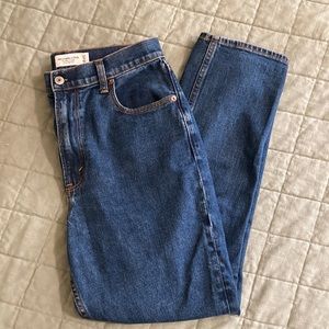 Abercrombie & Fitch Dark Blue High-Rise Cropped Jeans